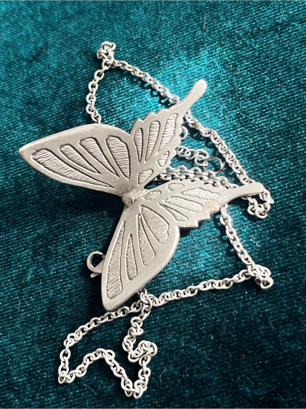 Silver/Pewter Butterfly Pendant Necklace - Women Jewelry